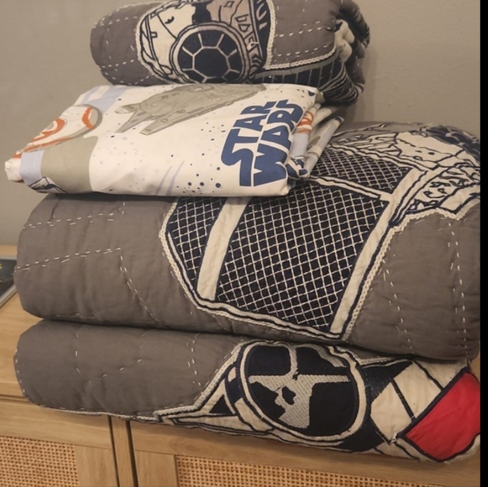 New Pottery Barn Star Wars X Wing Tie Fighter Bed Set Quilt sham Sheet